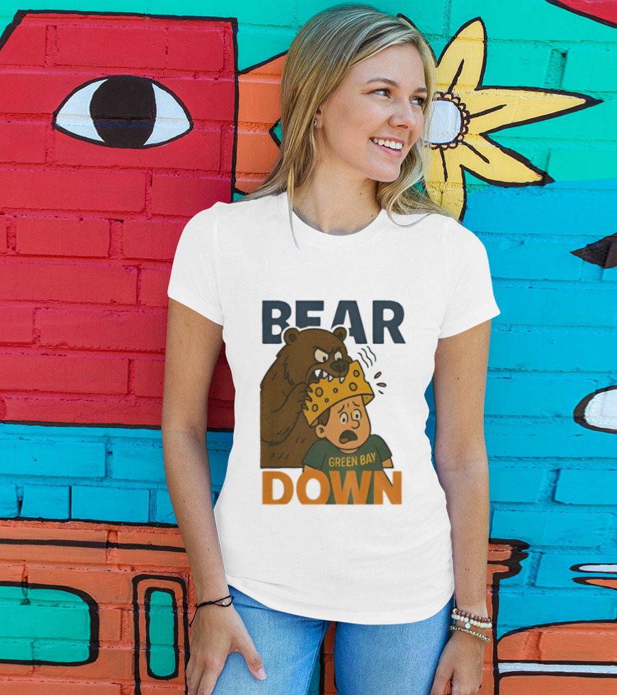 Bear Down Green Bay Packers Rivalry Cheesy Confrontation T-Shirt