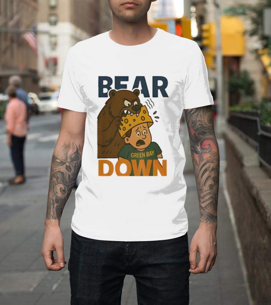 Bear Down Green Bay Packers Rivalry Cheesy Confrontation T-Shirt