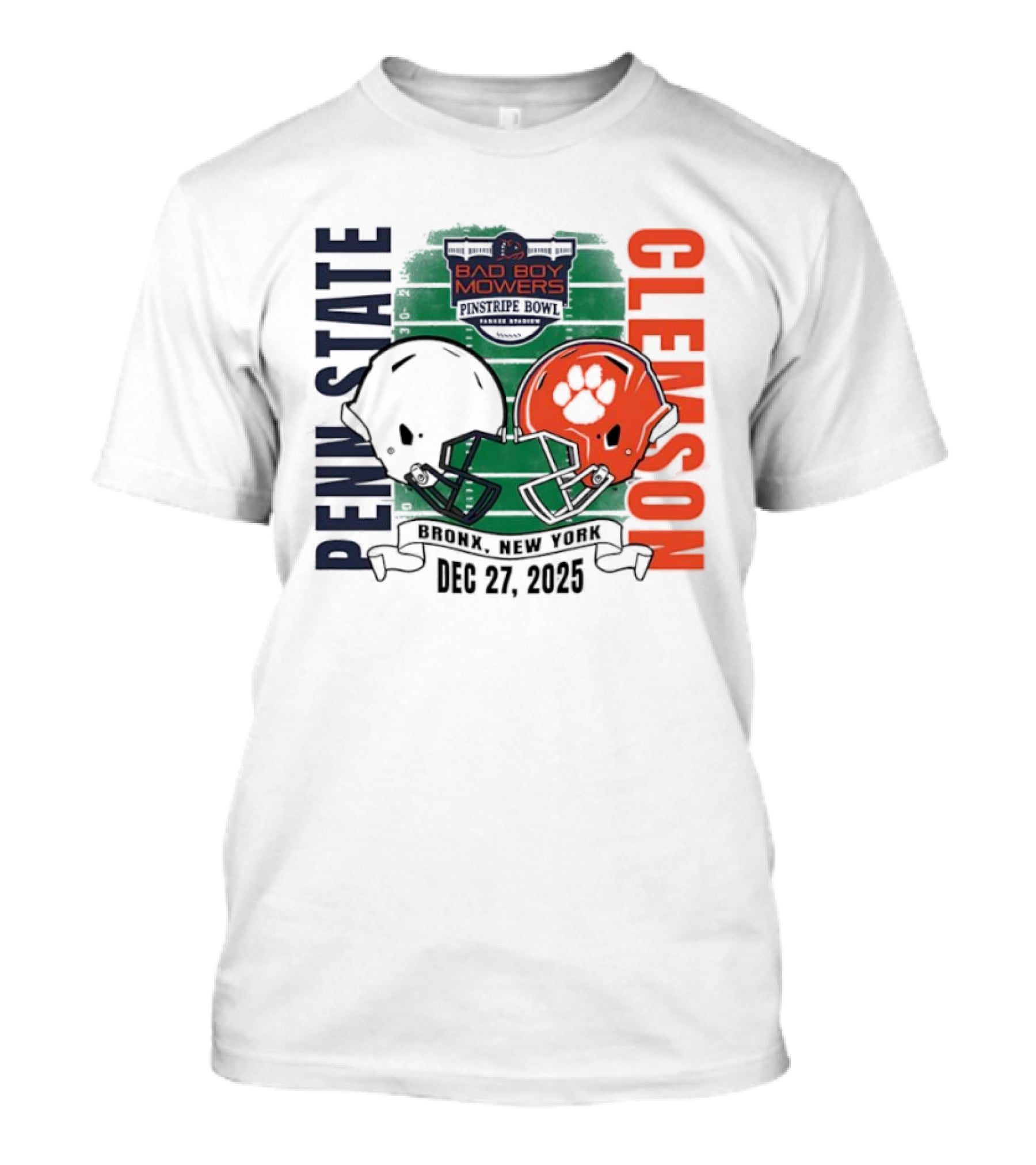 Clemson Vs Penn State Bad Boy Mowers Pinstripe Bowl 2025 Dueling Helmets T-Shirt