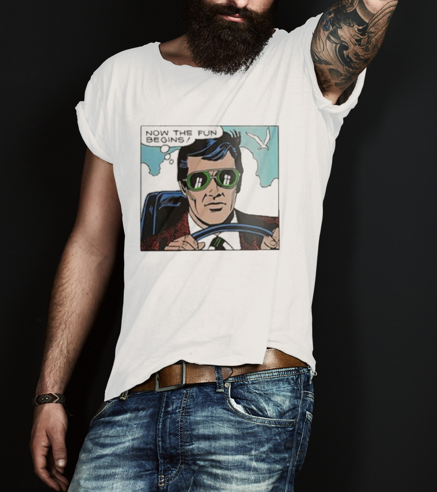 Now The Fun Begins Retro Driver Comic Panel T-Shirt