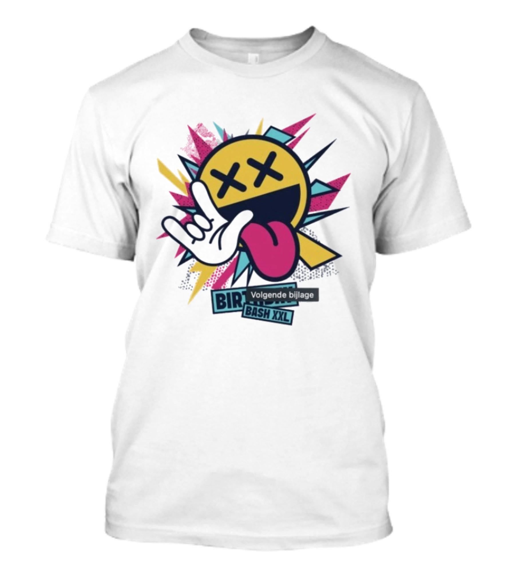 Pat B Birthday Bash XXL Smiley Face Lightning Rock Gesture Tongue Out T-Shirt