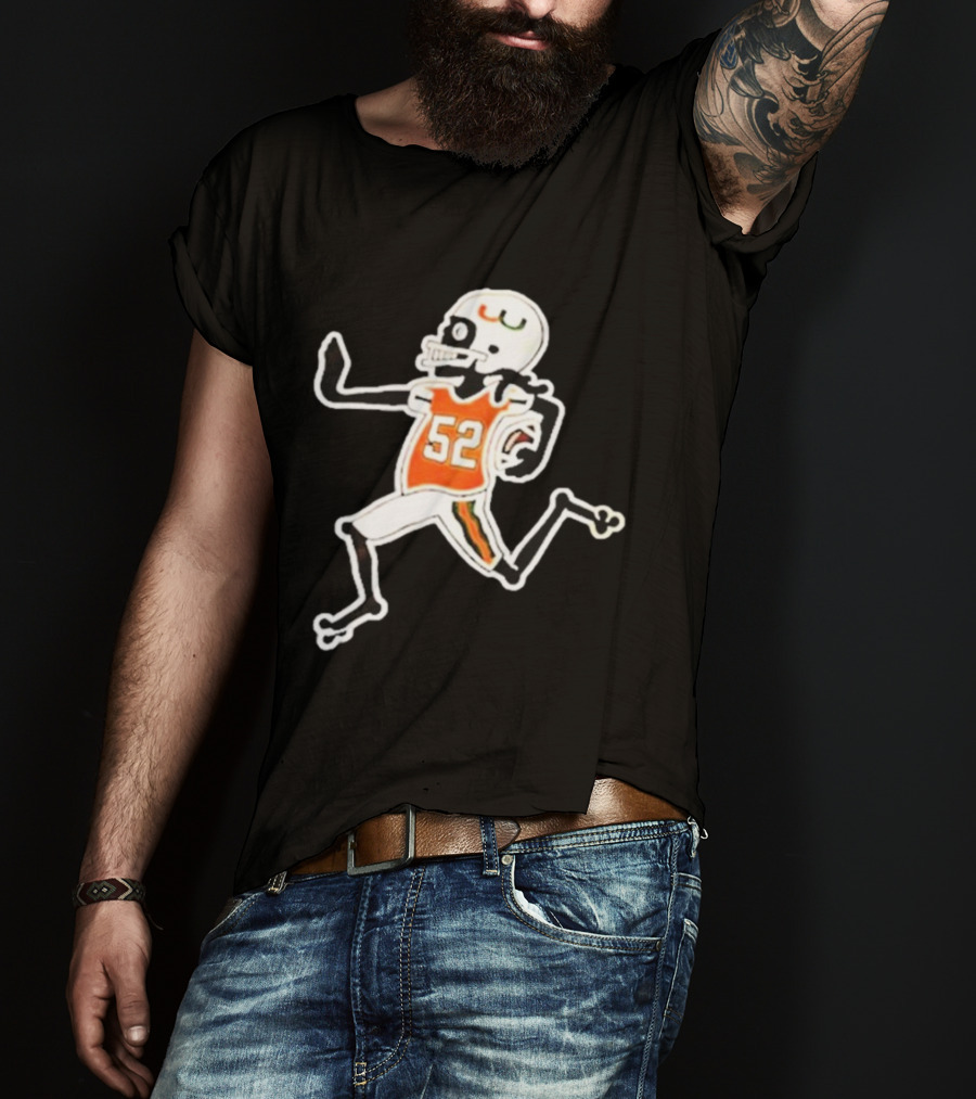 Francisco Mauigoa Skeletal 52 Miami Hurricanes Football Player T-Shirt