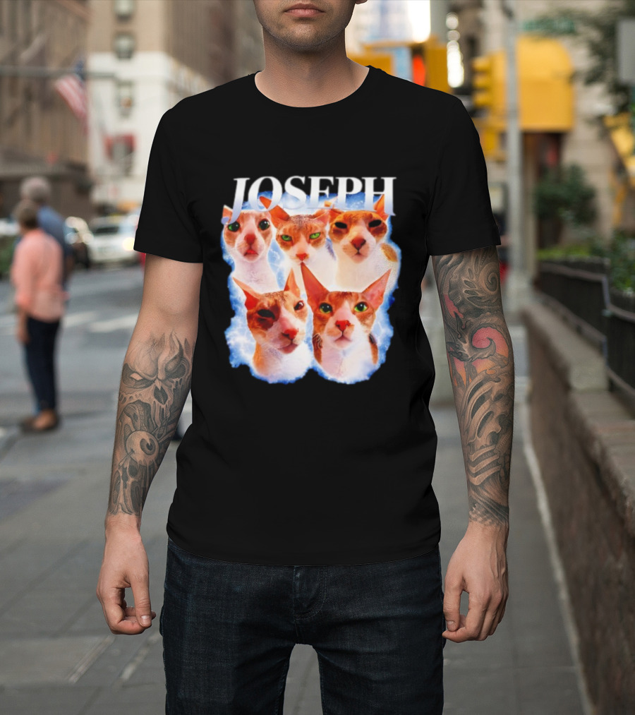 JOSEPH Five Cat Faces Blue Aura T-Shirt
