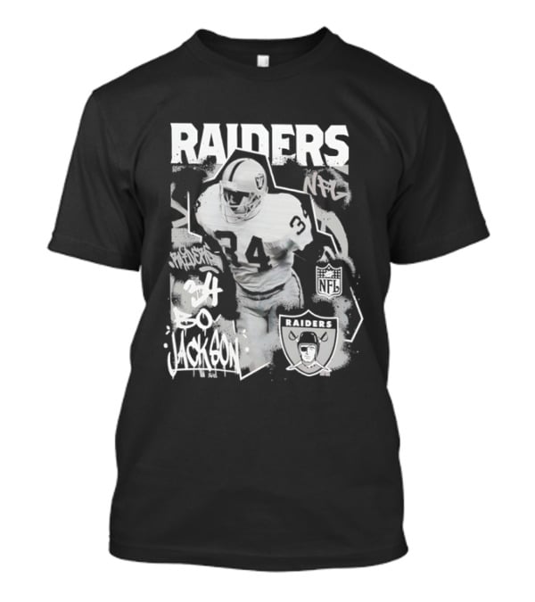 Las Vegas Raiders Bo Jackson 34 Mitchell And Ness Star Player NFL Raiders T-Shirt