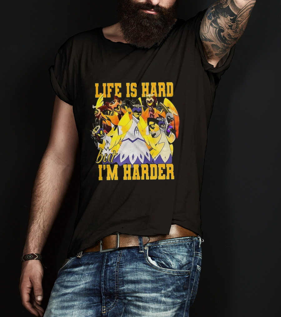 Hazbin Hotel Life Is Hard But I'm Harder Yellow Characters T-Shirt