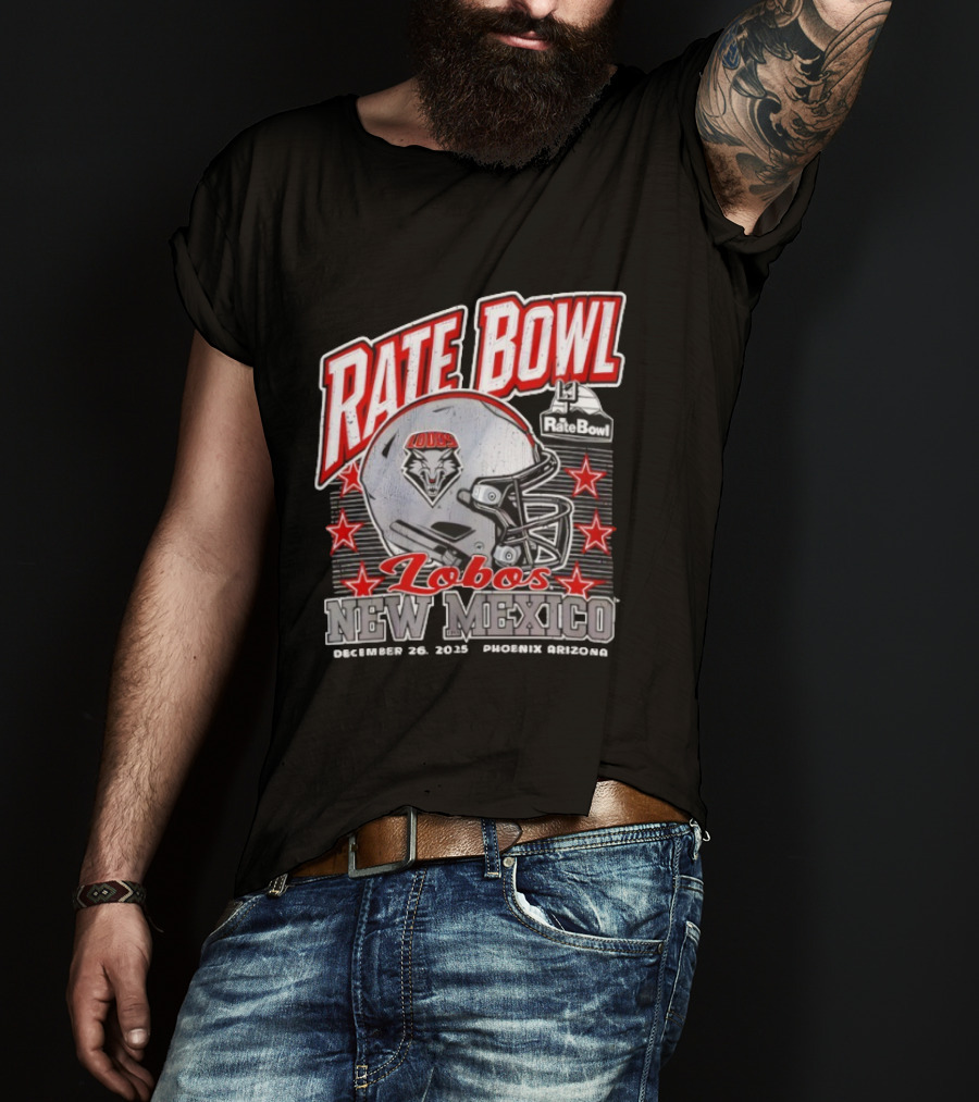 Rate Bowl 2025 New Mexico Lobos Vintage Helmet December 26 Phoenix Arizona T-Shirt
