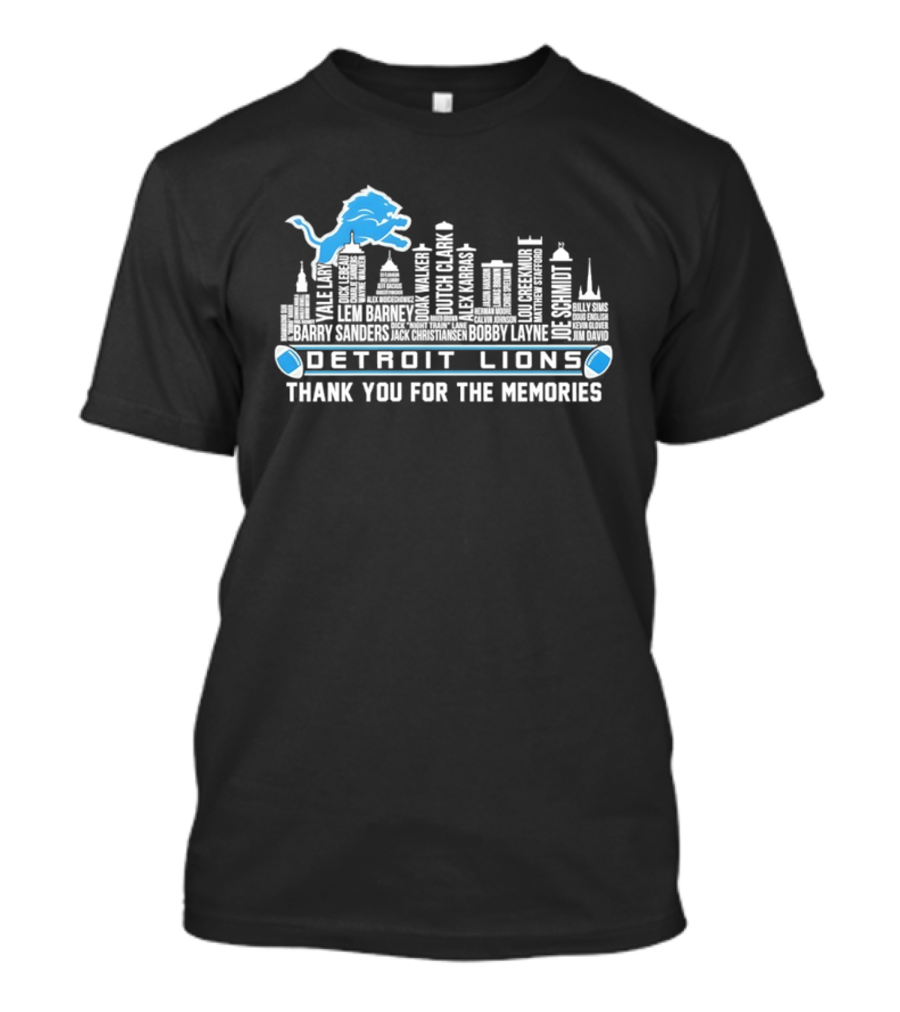 Detroit Lions Skyline Thank You For The Memories T-Shirt