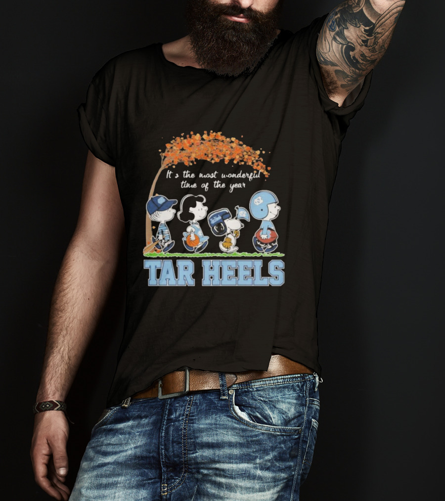 UNC North Carolina Tar Heels Snoopy The Peanuts It’s The Most Wonderful Time Of The Year T-Shirt
