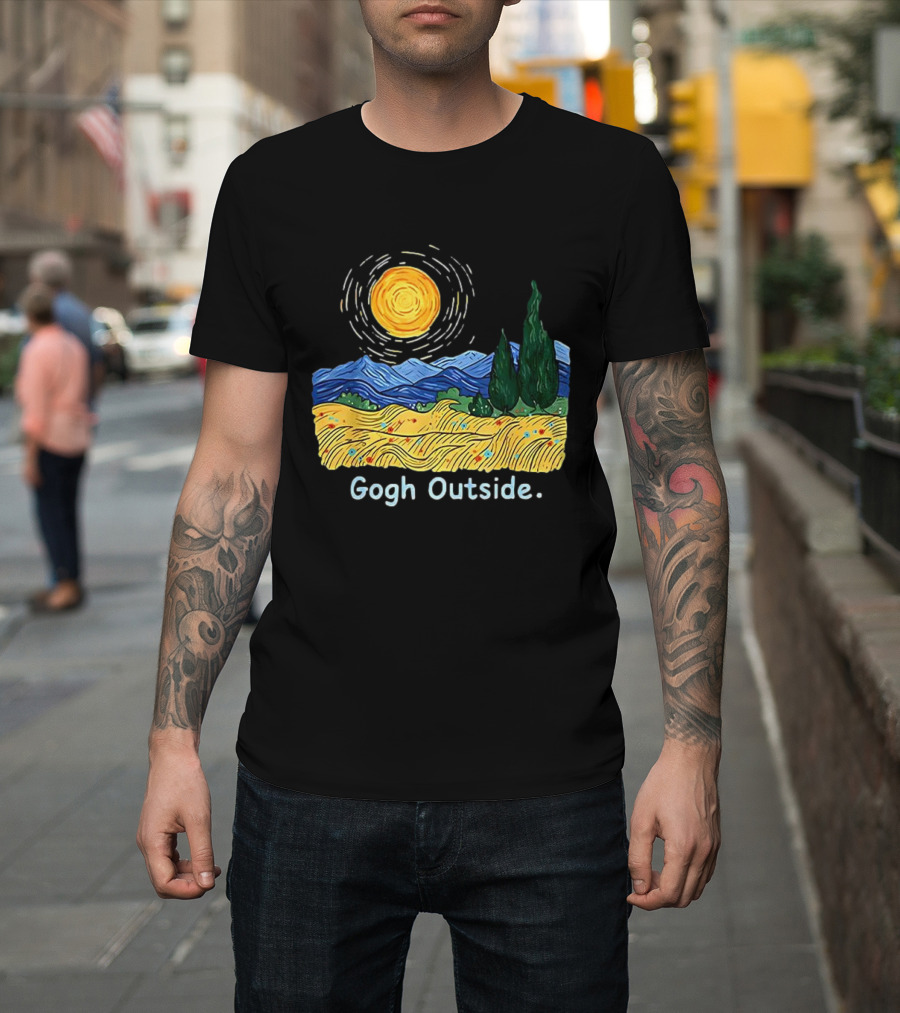 Gogh Outside Starry Night Sun Landscape T-Shirt