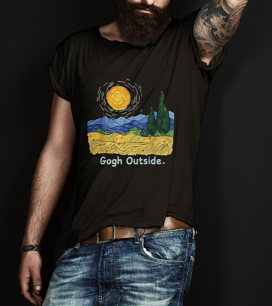 Gogh Outside Starry Night Sun Landscape T-Shirt