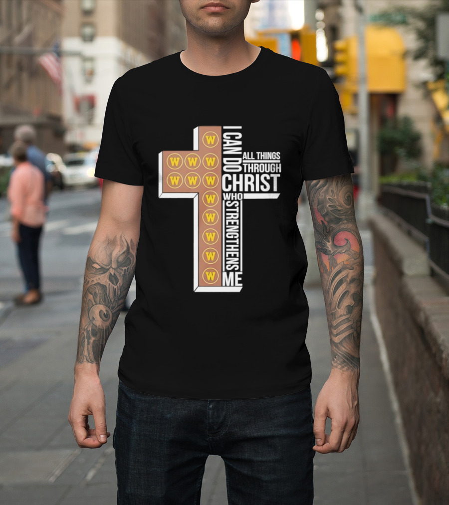 San Diego Padres W Logo Cross I Can Do All Things Through Christ Who Strengthens Me T-Shirt