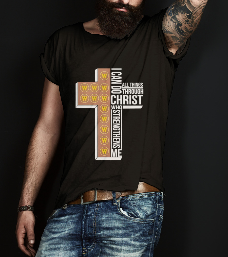 San Diego Padres W Logo Cross I Can Do All Things Through Christ Who Strengthens Me T-Shirt
