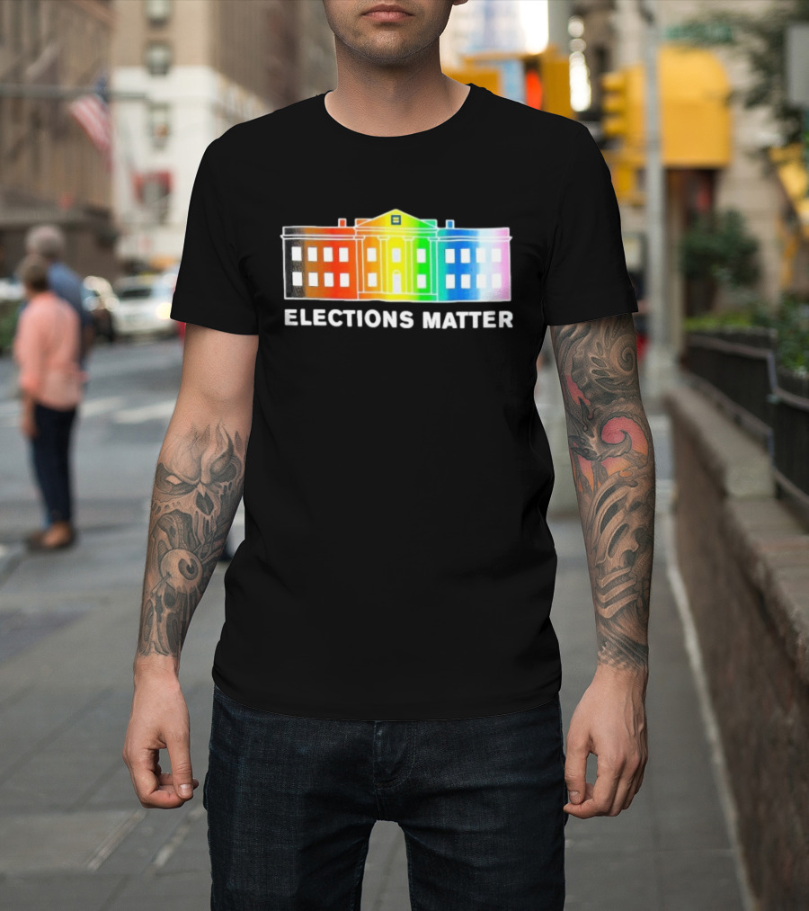 Elections Matter Human Rights Campaign Rainbow White House T-Shirt