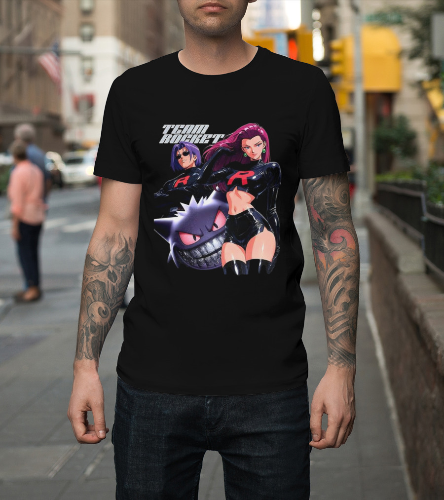 Team Rocket Retro Anime Jessie James Gengar Pokemon T-Shirt