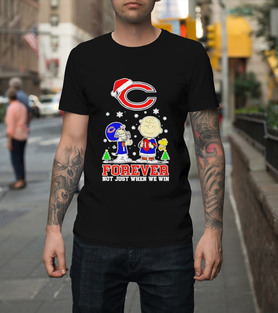 Peanuts Snoopy Christmas Chicago Bears Forever Not Just When We Win T-Shirt