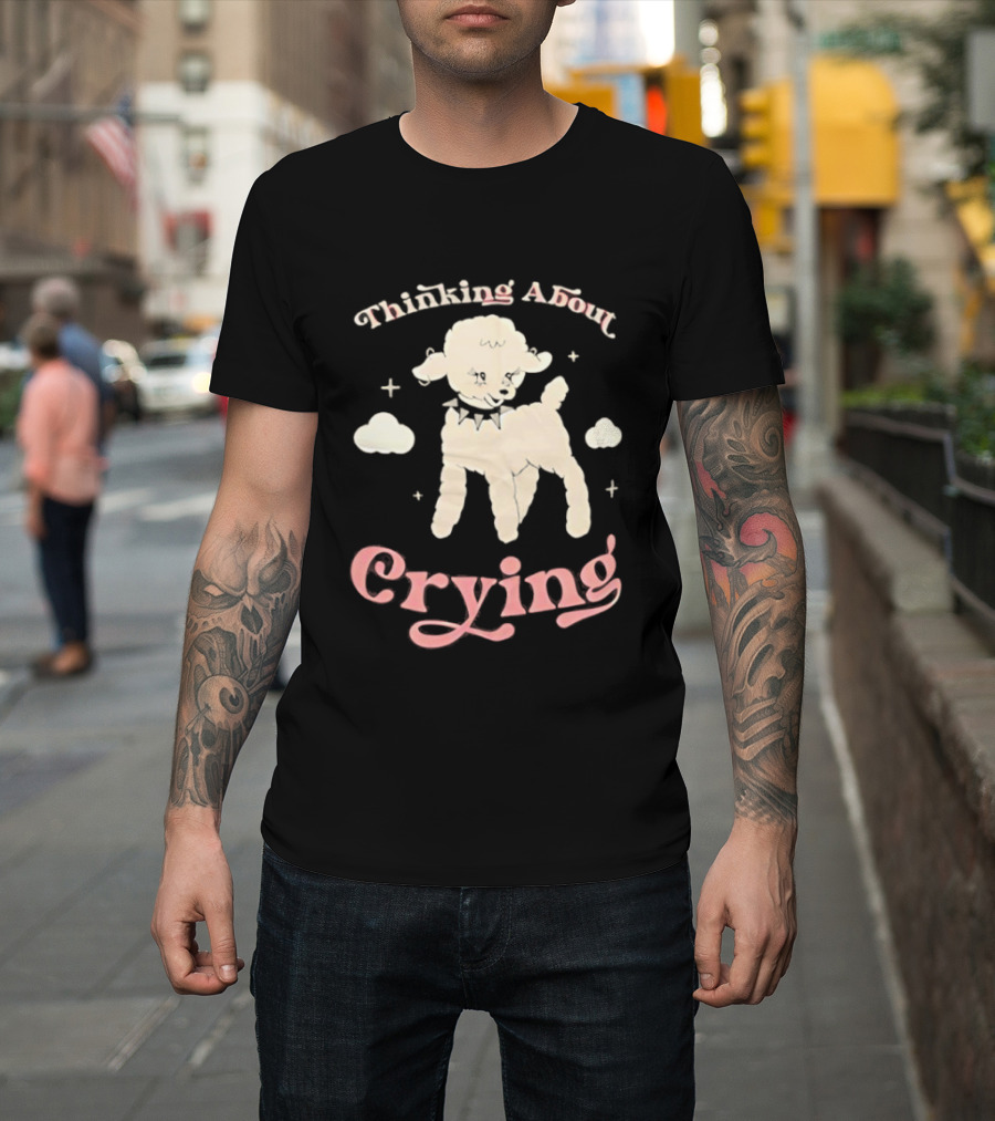 Thinking About Crying Cute Lamb With Clouds T-Shirt