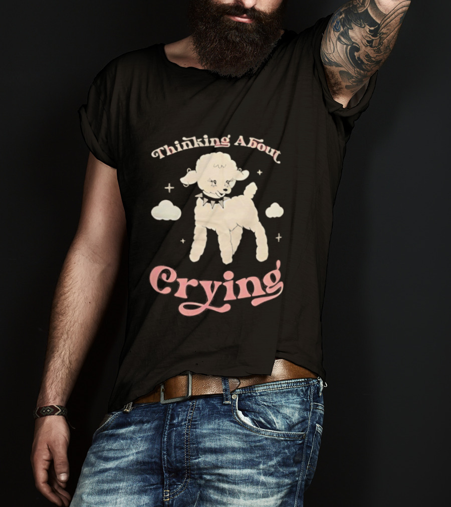 Thinking About Crying Cute Lamb With Clouds T-Shirt