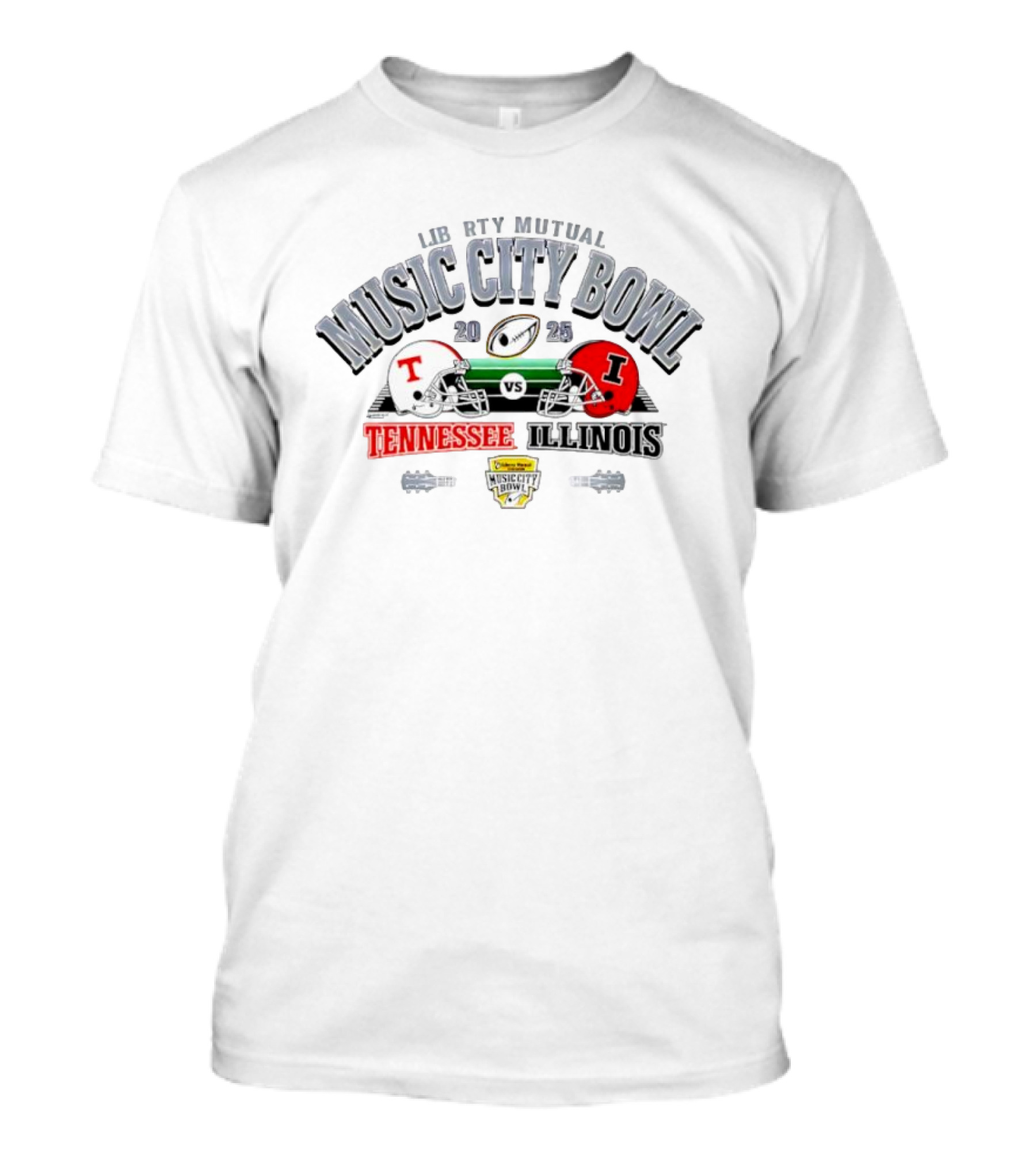 2025 Liberty Mutual Music City Bowl Tennessee Vols Vs Illinois Fighting Illini Football Helmets Matchup T-Shirt