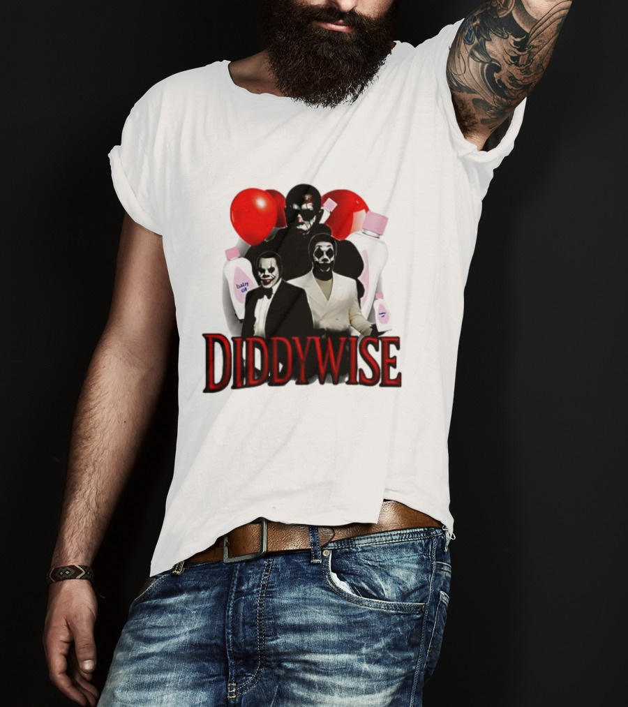 Diddywise Baby Oil Clown Red Balloons Creepy Clown Faces T-Shirt