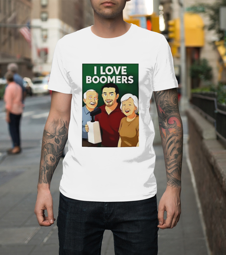 I Love Boomers Family Cartoon Style Nostalgic Humor T-Shirt