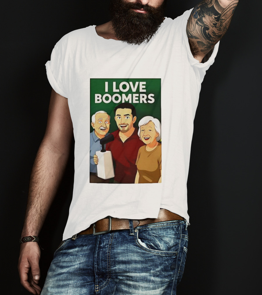 I Love Boomers Family Cartoon Style Nostalgic Humor T-Shirt