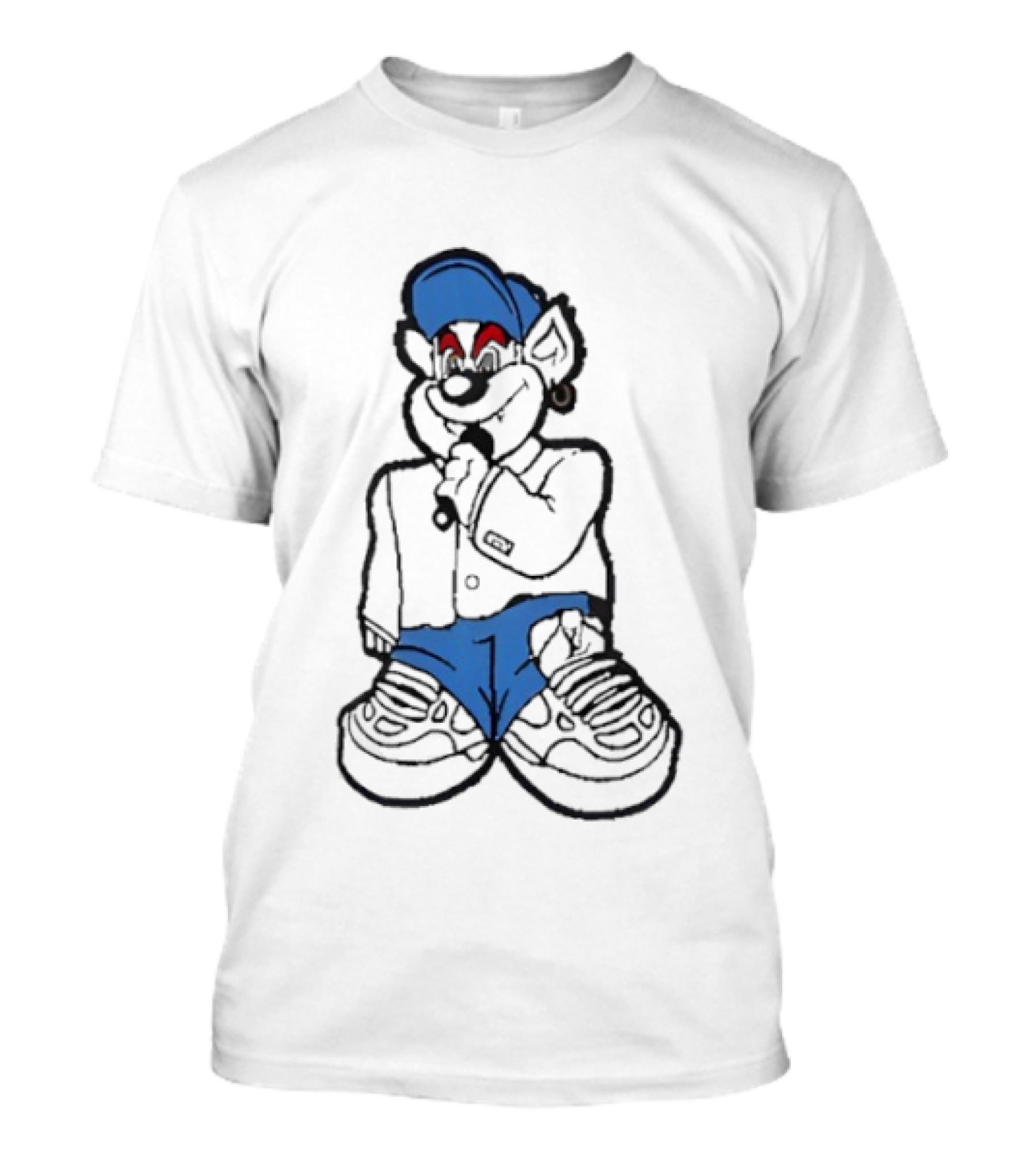 Travis Kelce Cartoon Bear Streetwear Charm Blue Cap Hip Hop T-Shirt