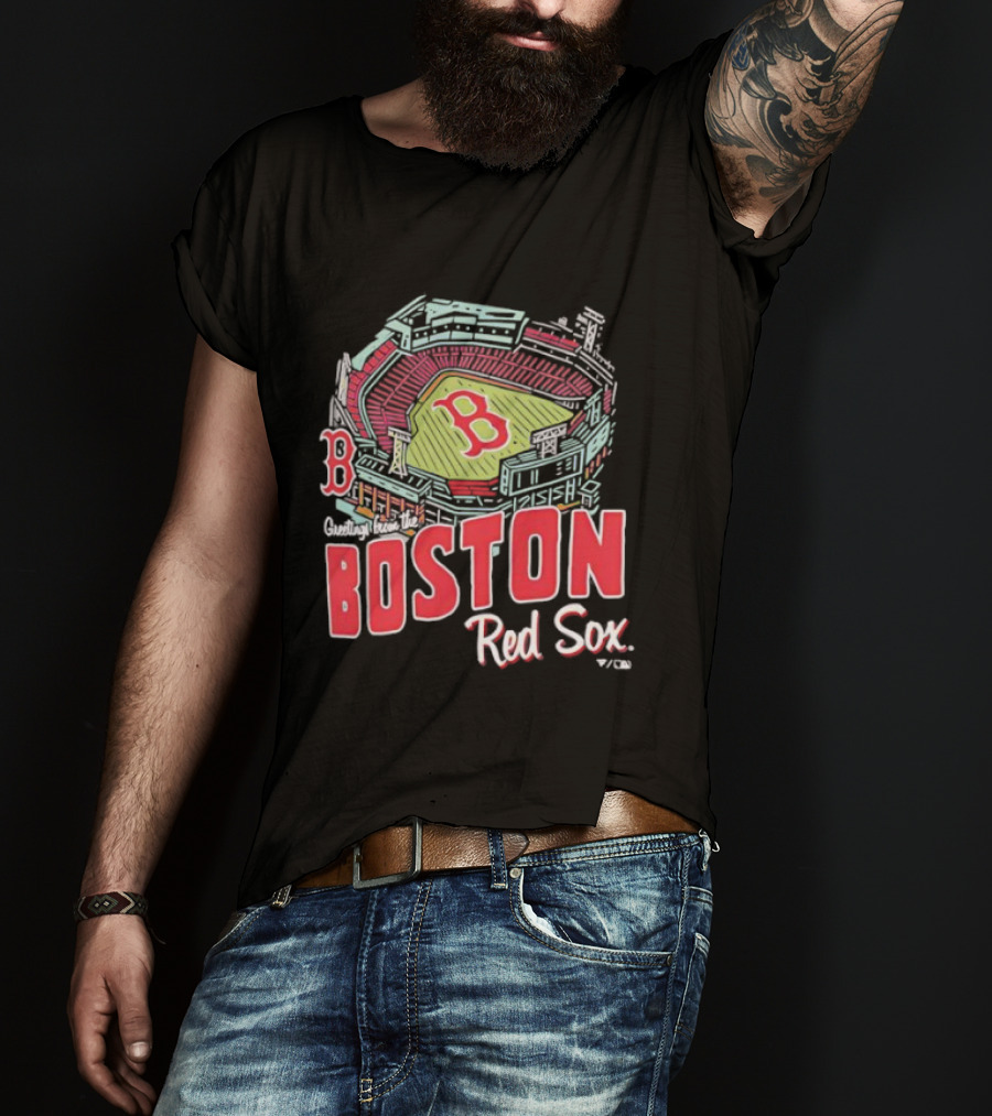 Boston Red Sox Fenway Park Stadium Graphic B Fan Merch Navy T-Shirt
