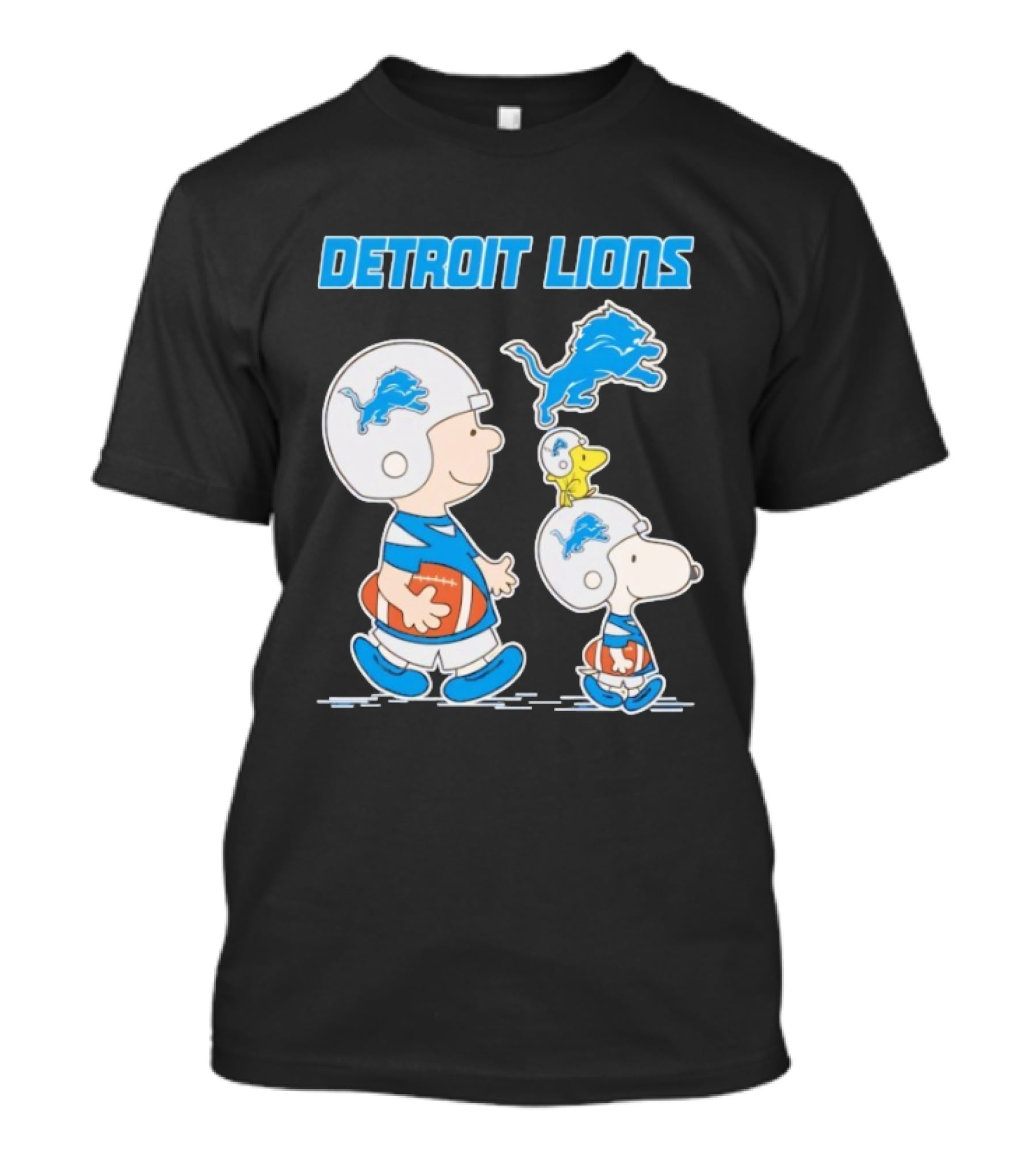 Detroit Lions Snoopy Charlie Brown NFL Football Peanuts Collaboration T-Shirt