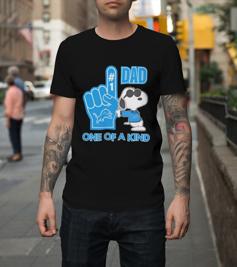 Detroit Lions Snoopy #1 Dad One Of A Kind T-Shirt