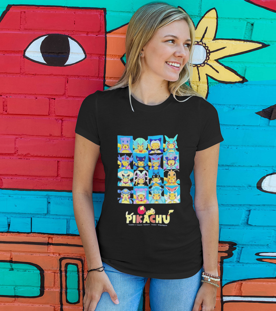 Pikachu Characters Cute Anime Costumes Collection Electric Company T-Shirt