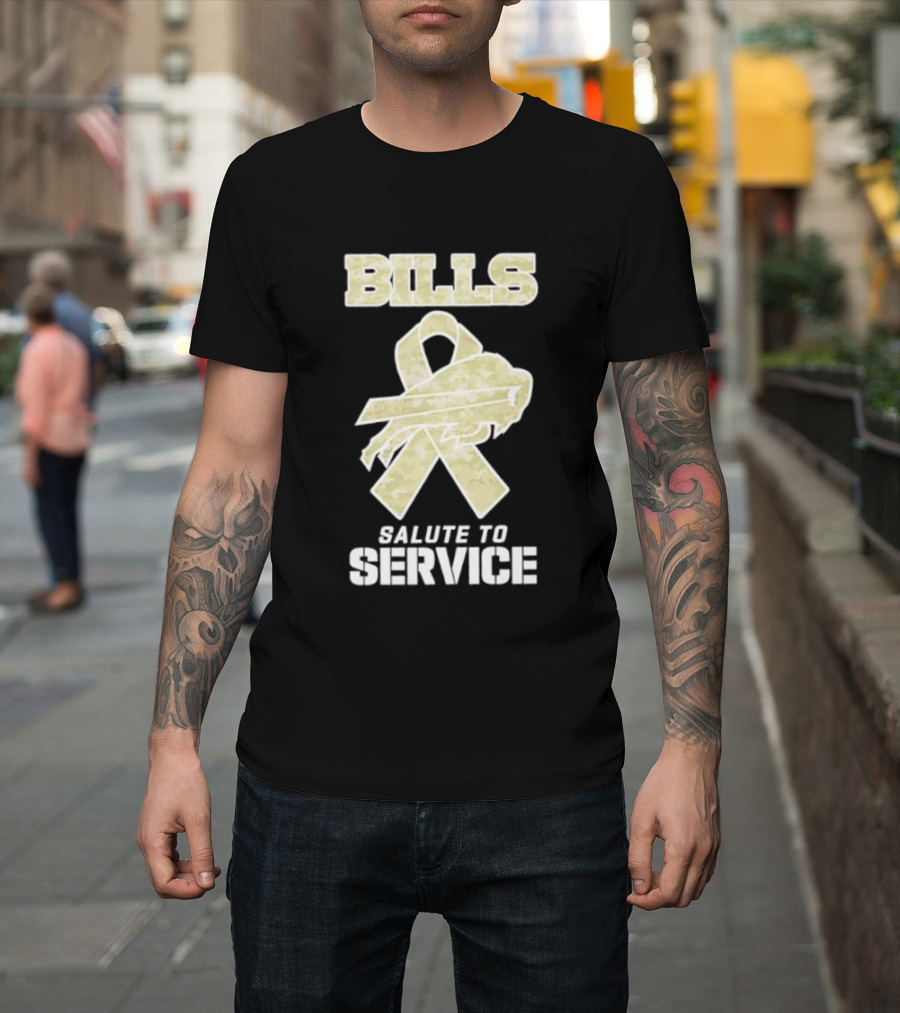 Buffalo Bills Camouflage Ribbon Military Salute To Service T-Shirt