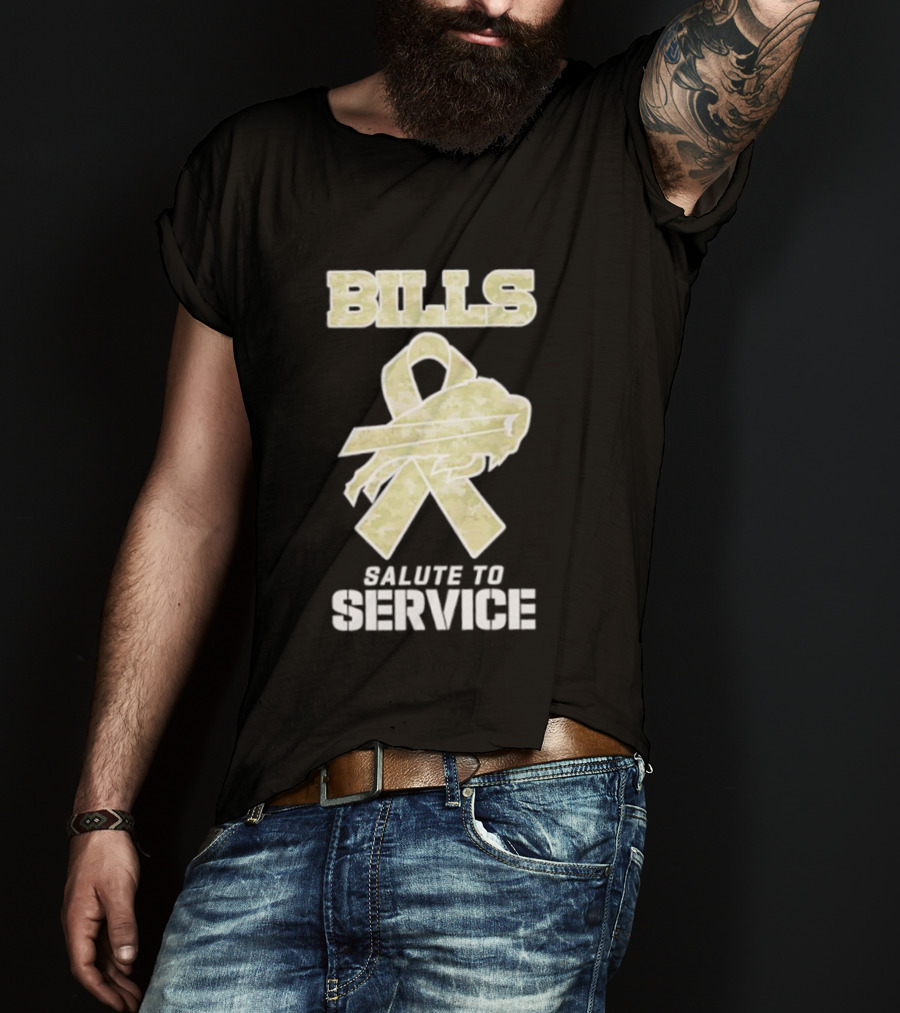 Buffalo Bills Camouflage Ribbon Military Salute To Service T-Shirt