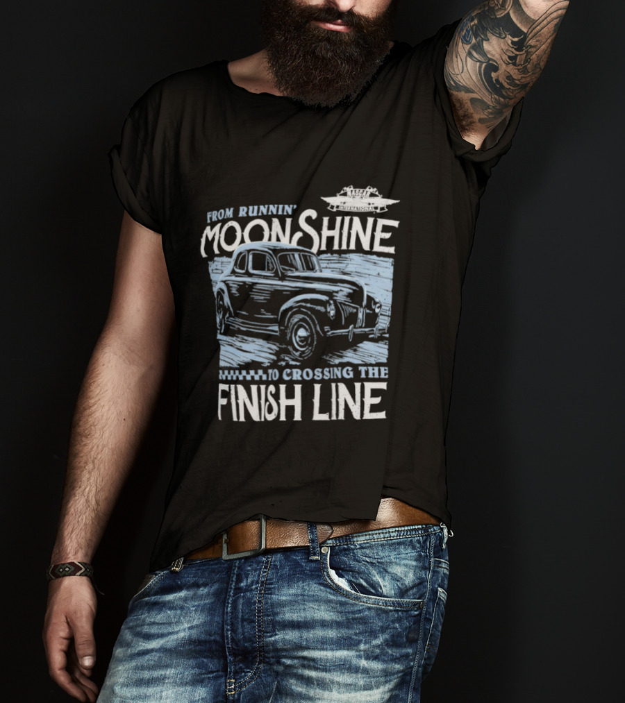 Moonshine Finish Line Old School Racing Nostalgia T-Shirt
