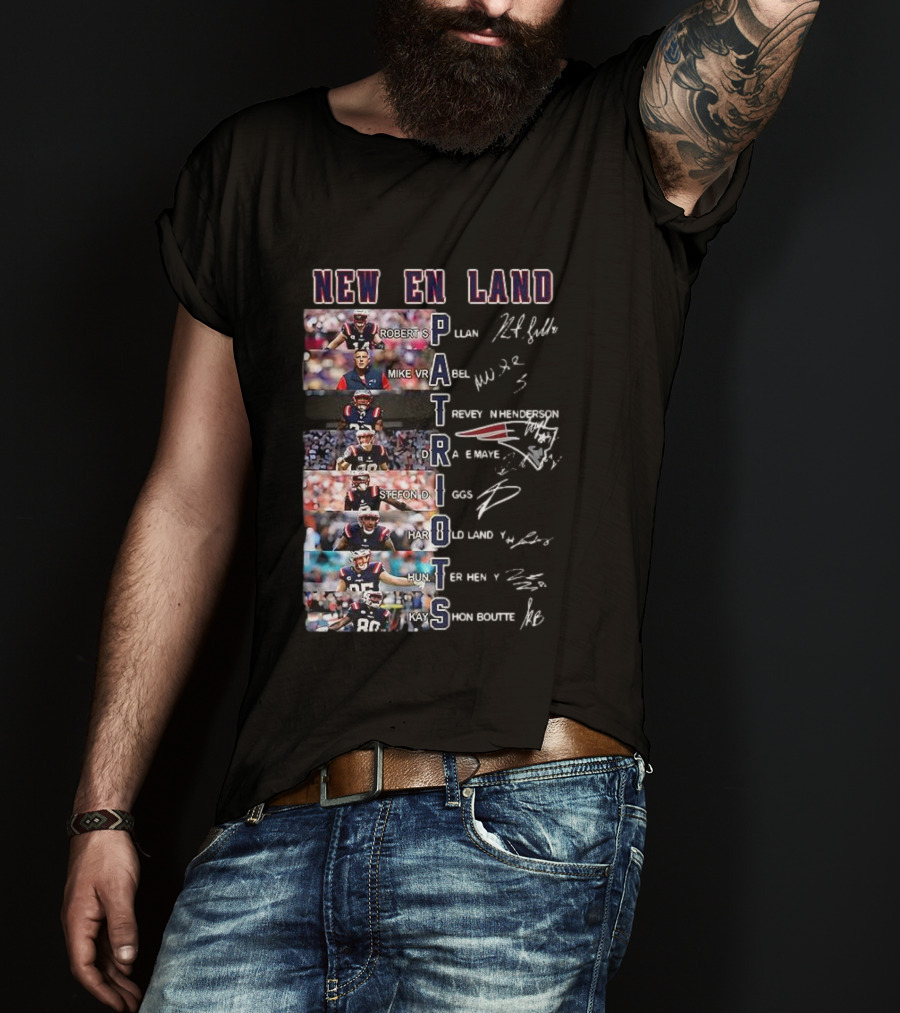 New England Patriots Players Robert S Mike Vrabel Stefon Diggs Signatures T-Shirt