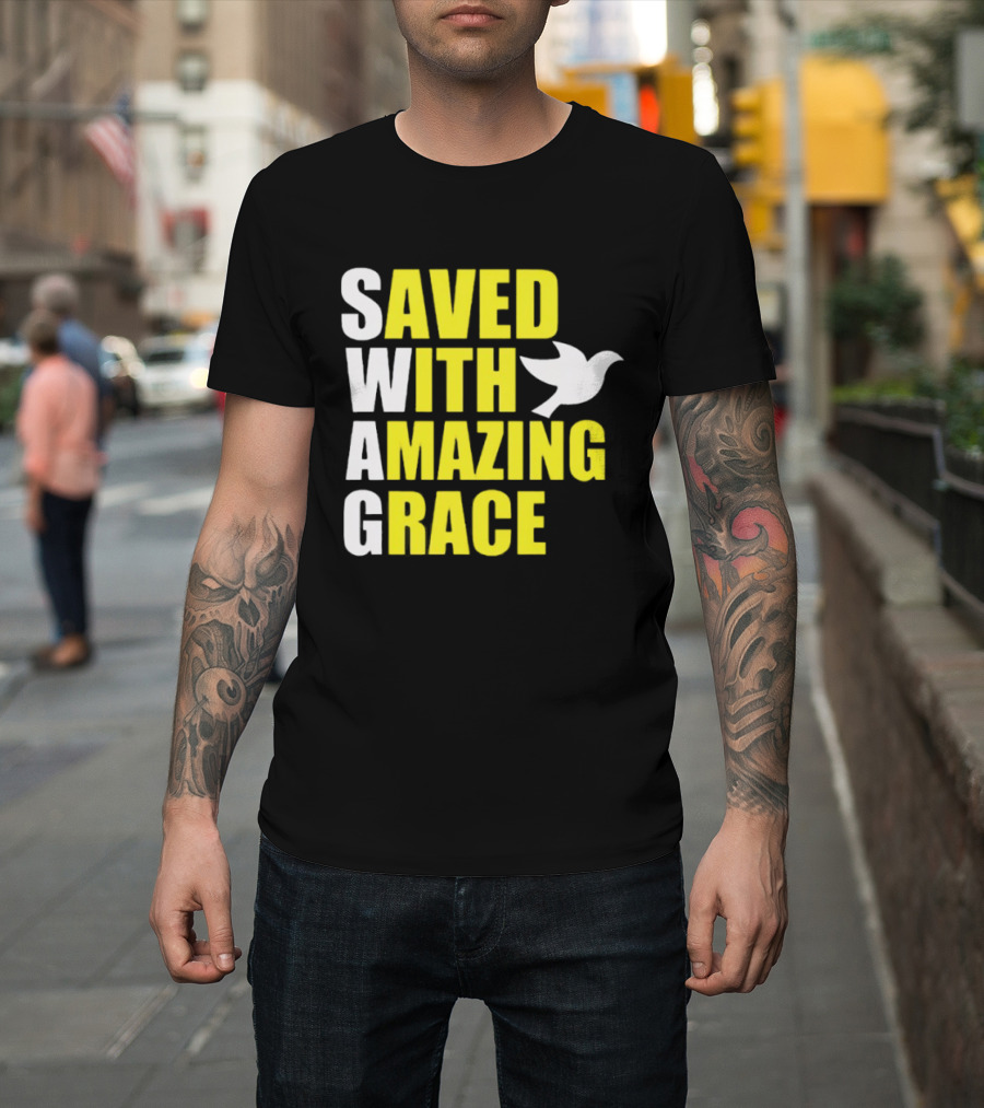 Saved With Amazing Grace Dove Symbol Spiritual T-Shirt