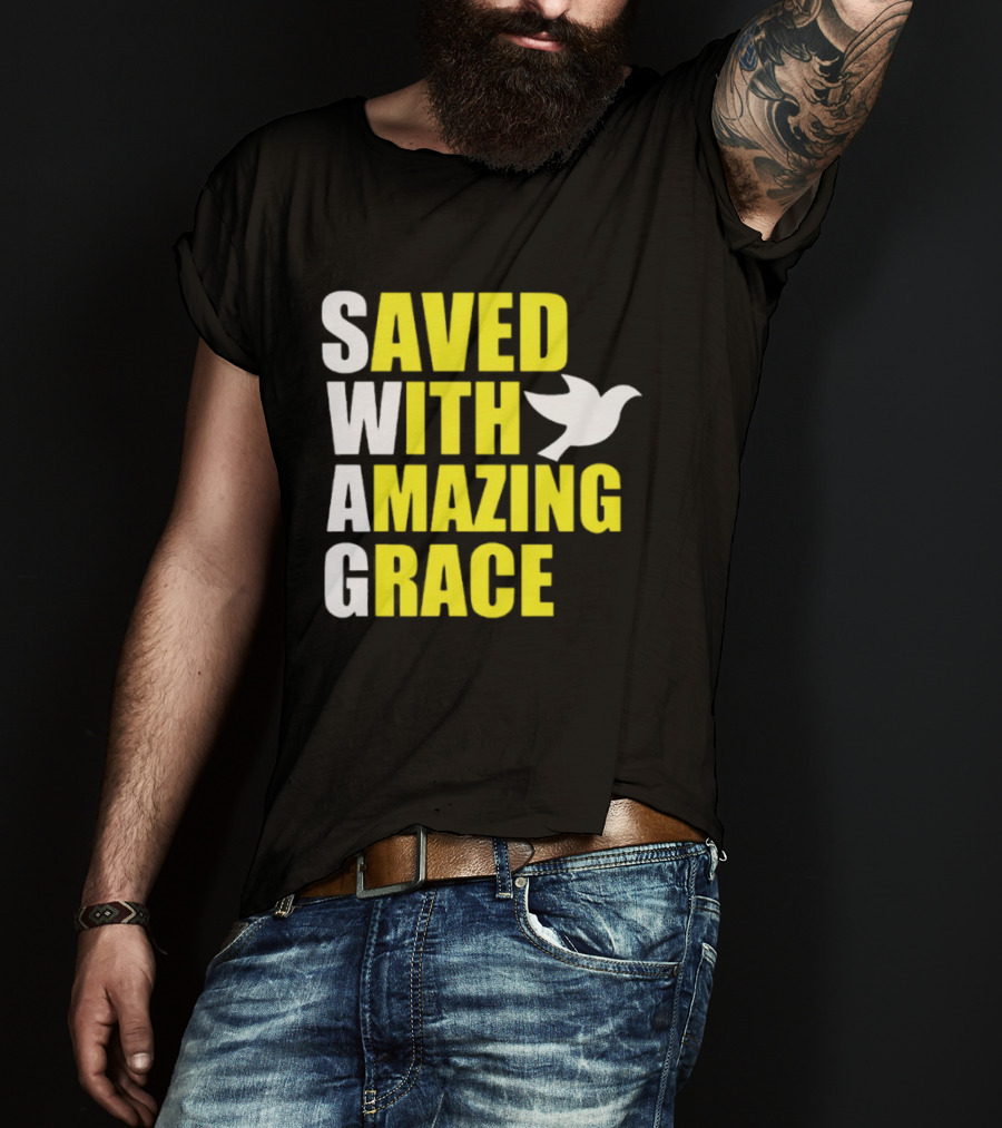 Saved With Amazing Grace Dove Symbol Spiritual T-Shirt