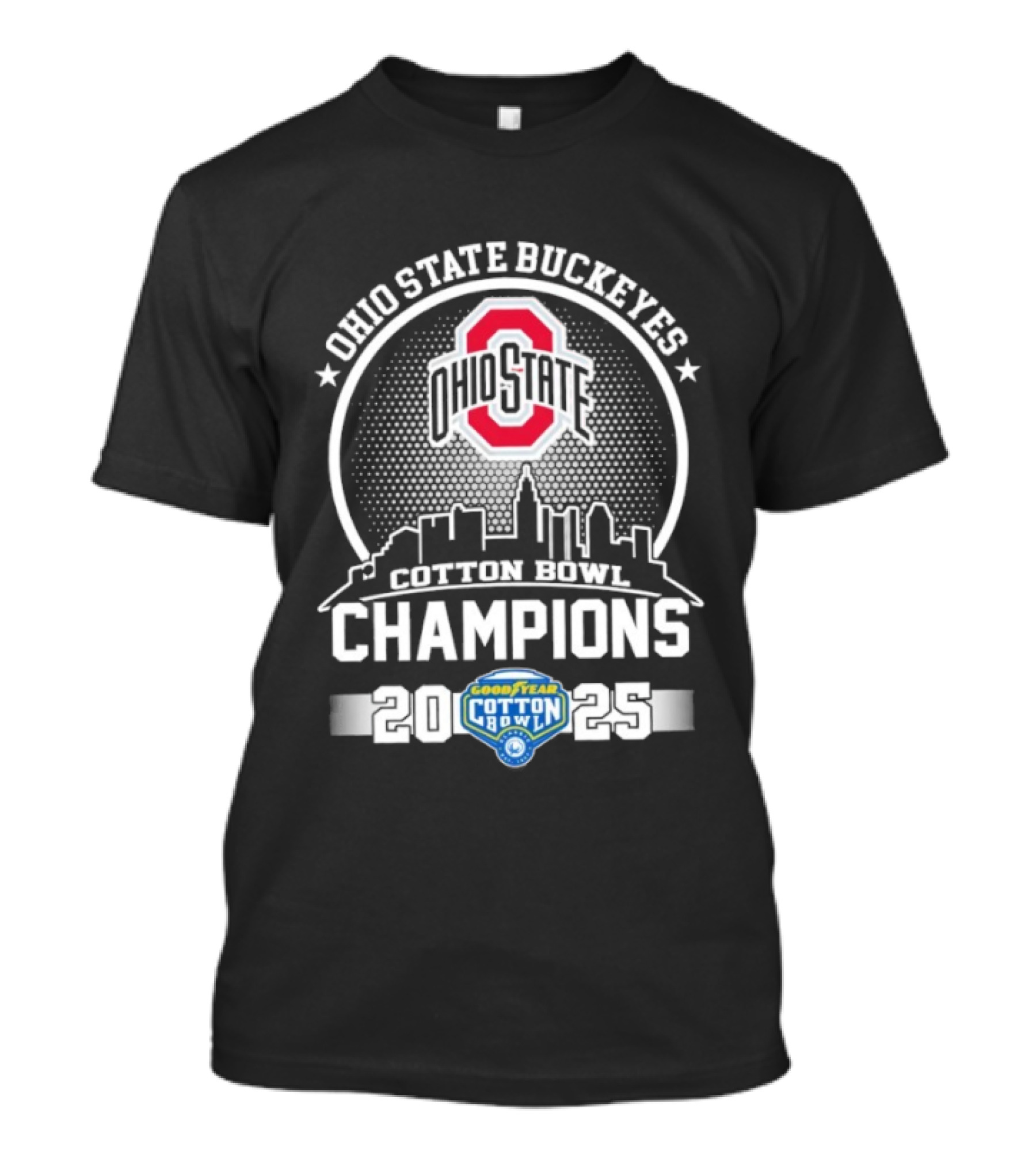 Ohio State Buckeyes Cotton Bowl Champions 2023 Skyline Goodyear T-Shirt