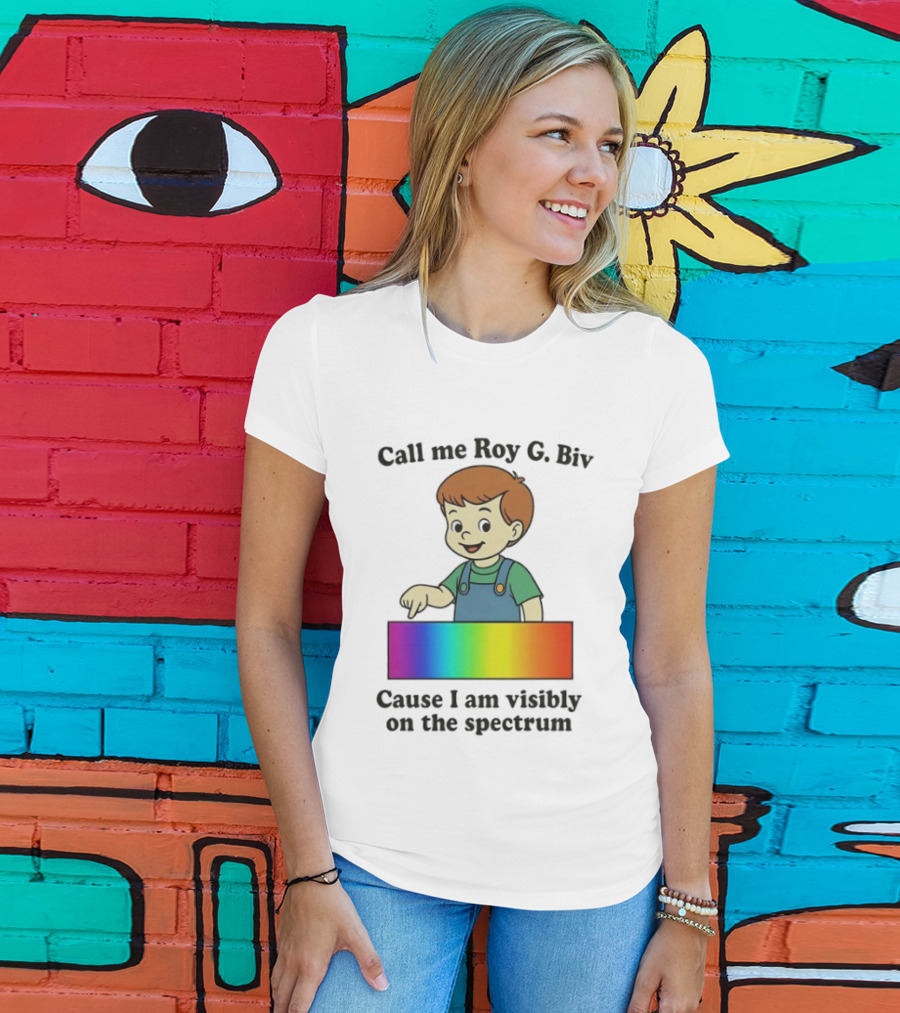 Call Me Roy G. Biv Cause I Am Visibly On The Spectrum Boy Rainbow Color Spectrum Kids T-Shirt