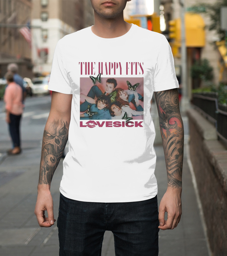The Happy Fits Lovesick Pink Butterflies Photo T-Shirt