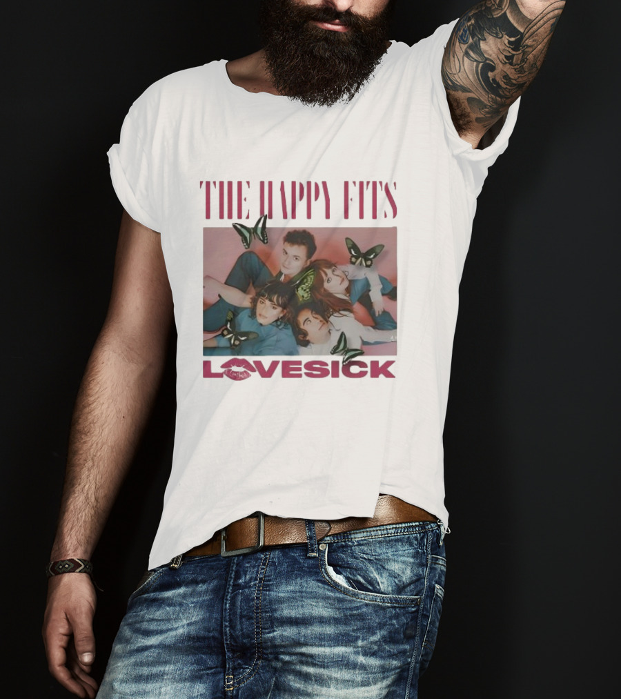 The Happy Fits Lovesick Pink Butterflies Photo T-Shirt