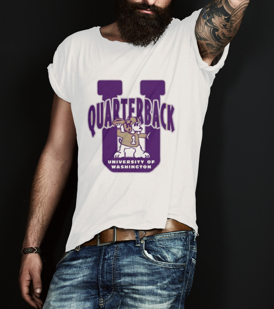 University Of Washington Huskies Quarterback U Mascot Football T-Shirt