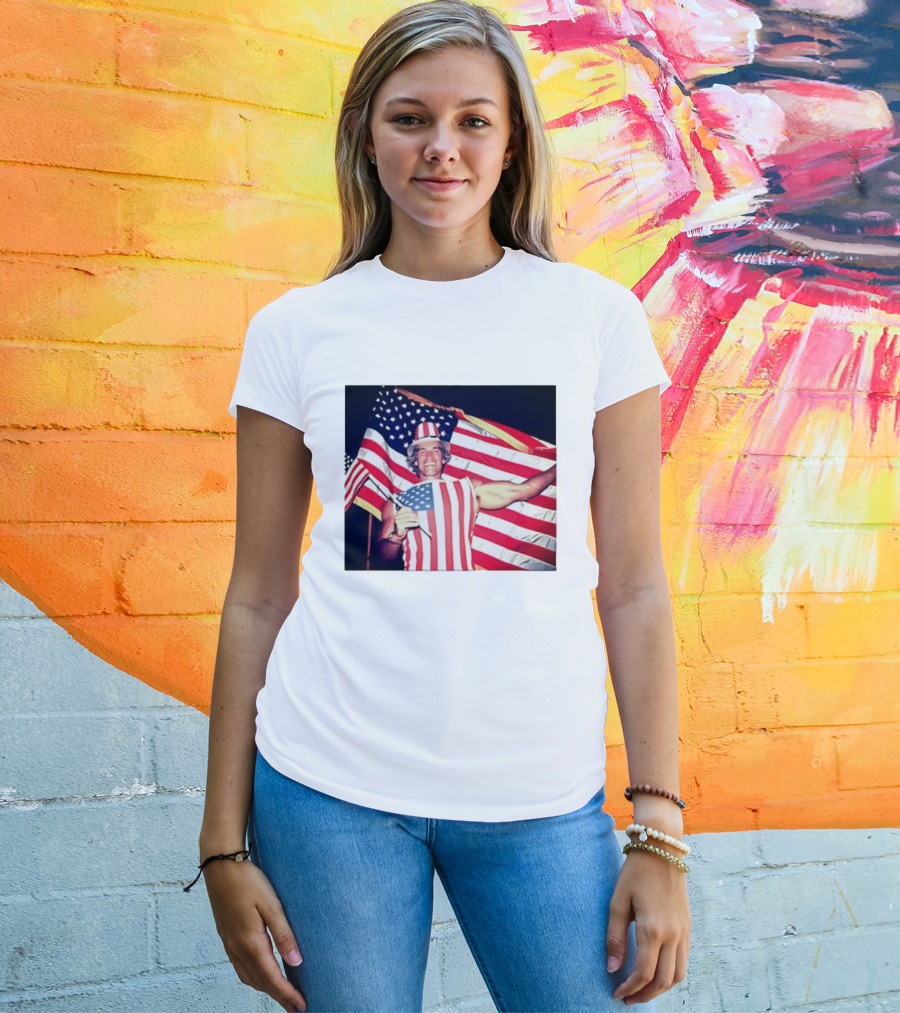 Arnold Schwarzenegger 1983 US Citizenship American Flag Celebration T-Shirt