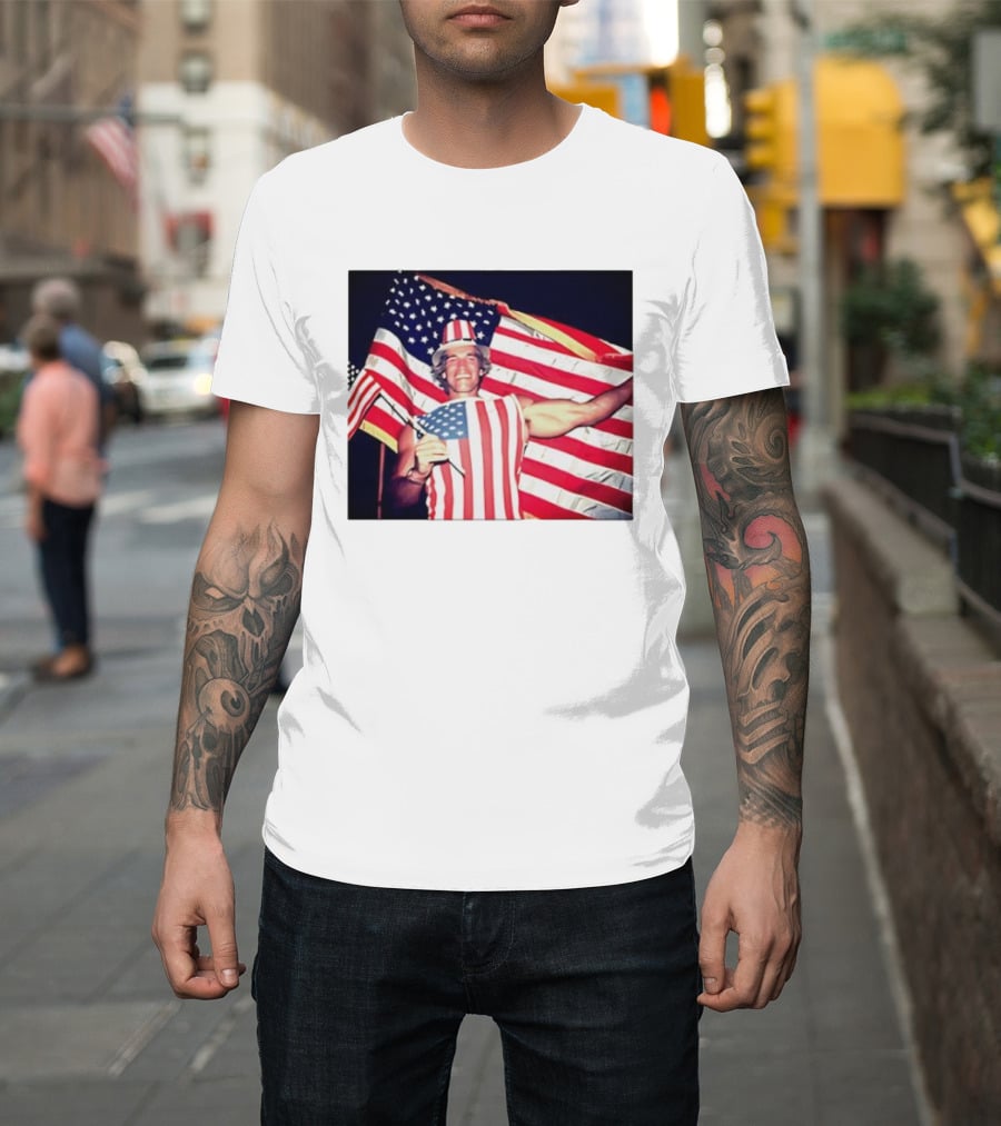 Arnold Schwarzenegger 1983 US Citizenship American Flag Celebration T-Shirt