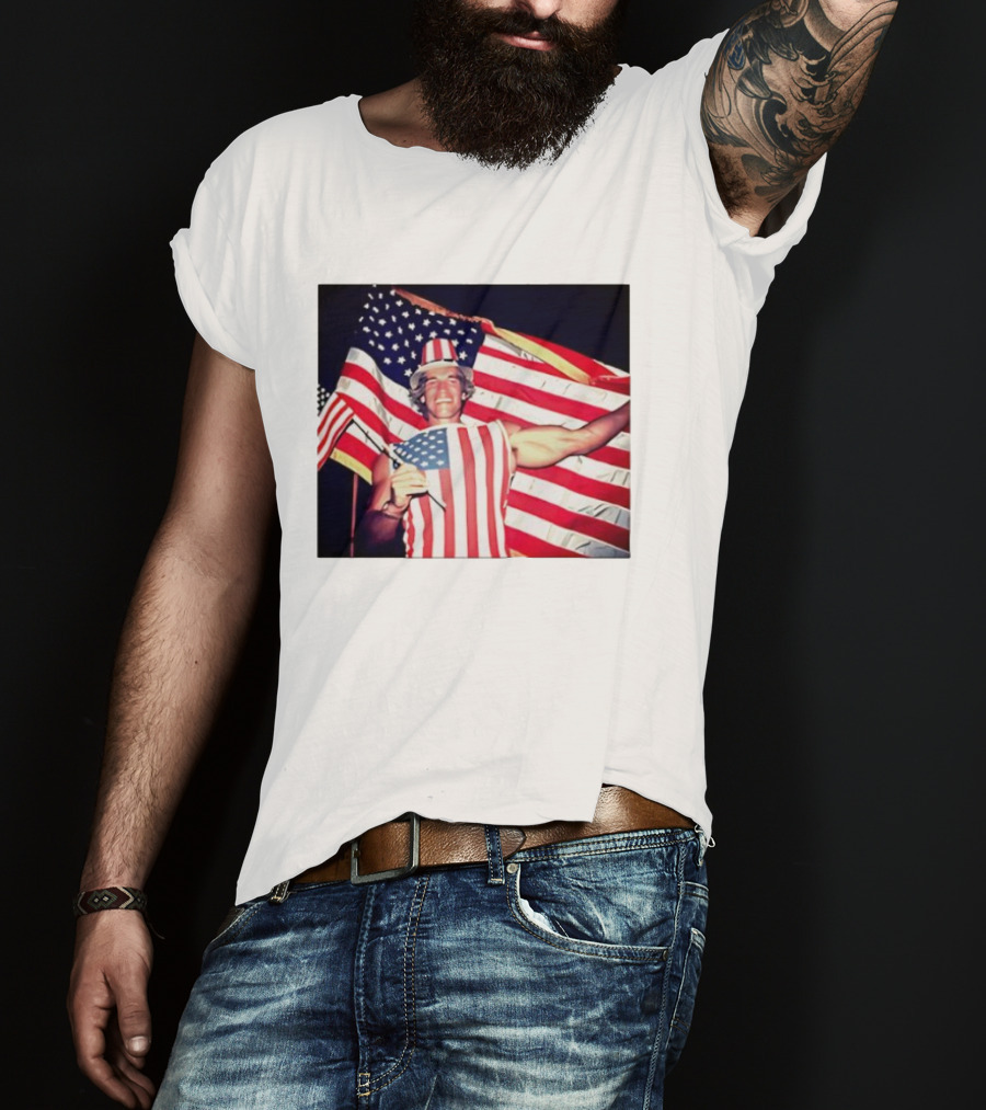 Arnold Schwarzenegger 1983 US Citizenship American Flag Celebration T-Shirt