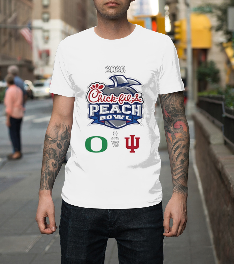 2026 Chick Fil A Peach Bowl Oregon Ducks Vs Indiana Hoosiers T-Shirt