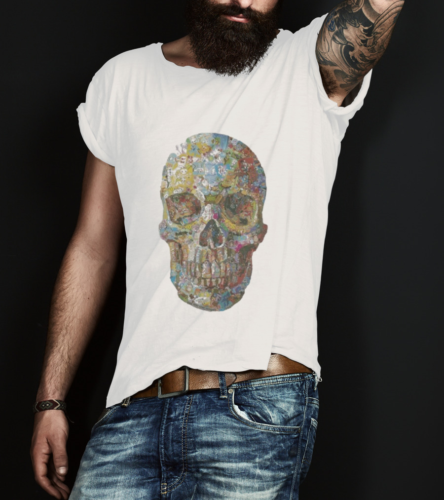 Noah Scalin Still Life Skull Collage Of Popular Culture T-Shirt