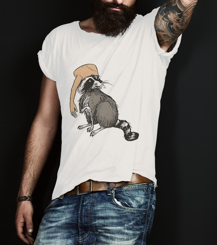 Raccoon With Human Arm Hat T-Shirt