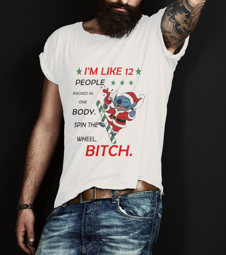 I'm Like 12 People Packed In One Body Spin The Wheel Bitch Stitch Santa Suit T-Shirt