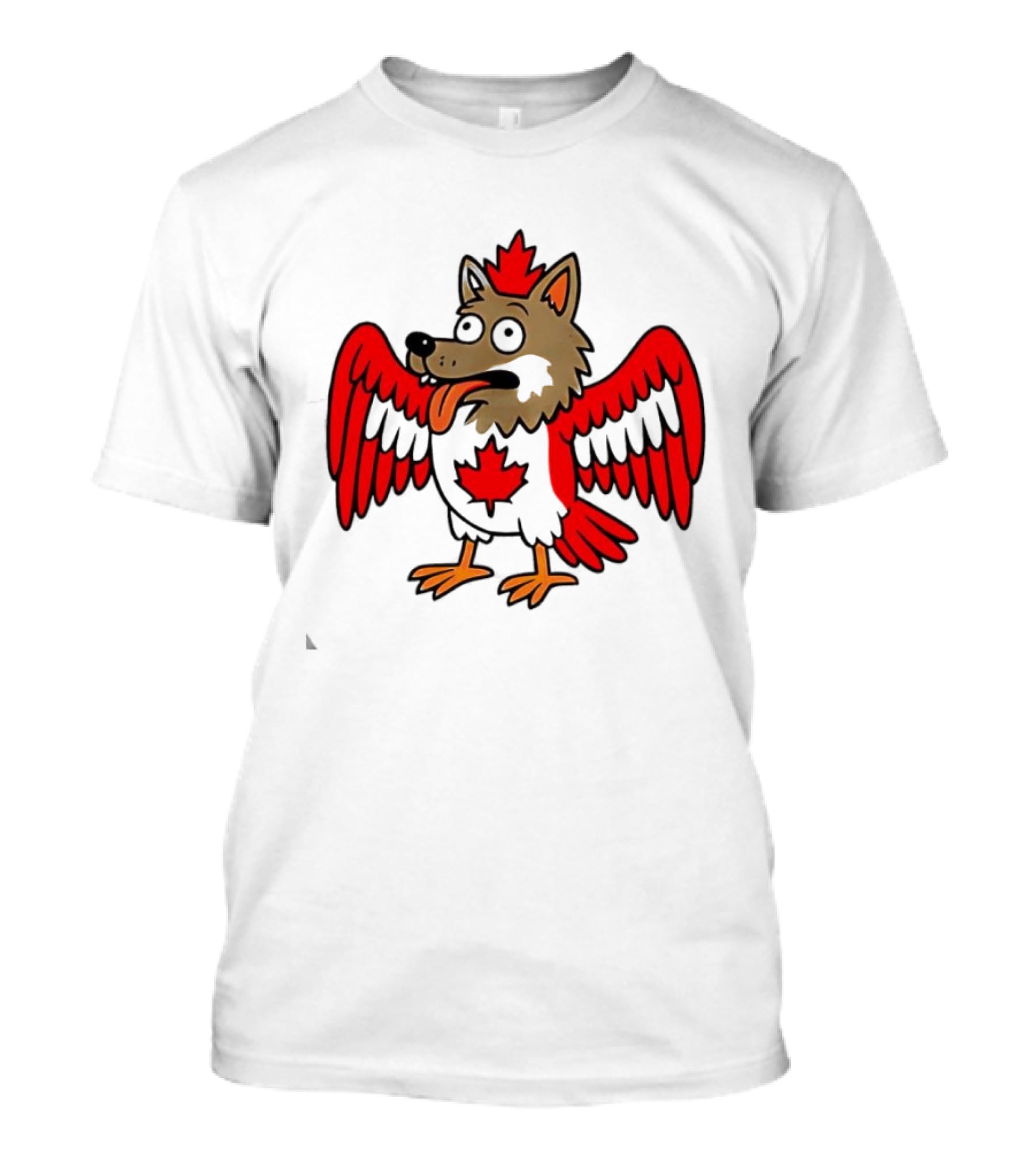Maple Leaf Mad Wolfbird Quirky Canadian Creature Wings T-Shirt