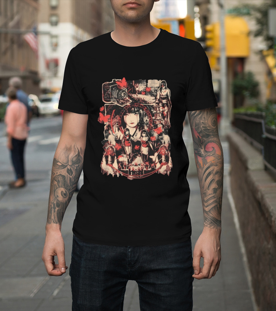 AGDQ 2026 Camera Obscura Horror Elements Red And Black Butterfly Motif T-Shirt